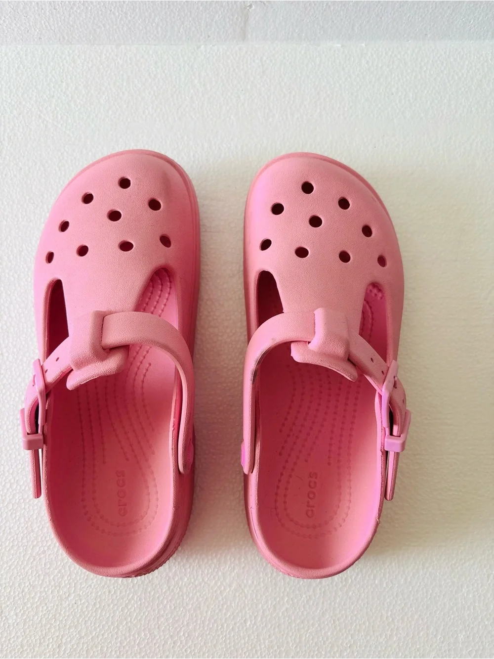 Kid’s Crocs Pink Mary Jane Foam Clogs